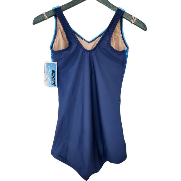 Sportii Women's Conservative Ombre Blue Swimsuit One Piece Gradient‎ Sz 8 - Picture 4 of 10